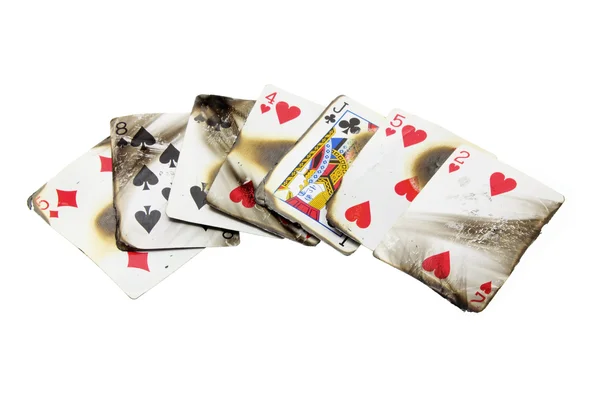 Yanmış oyun kartları — Stok fotoğraf