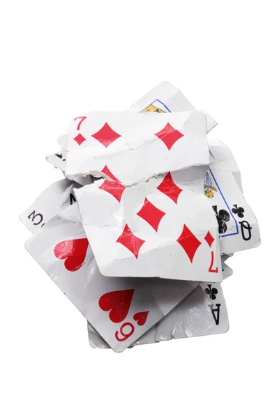 Crumpled Playing Cards — Stock Photo, Image
