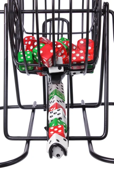 Bingo spel kooi met de dobbelstenen — Stockfoto