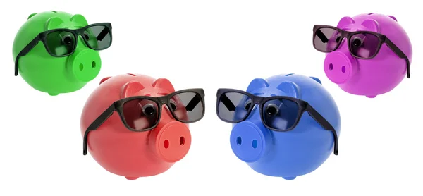 Piggybanks com óculos de sol — Fotografia de Stock