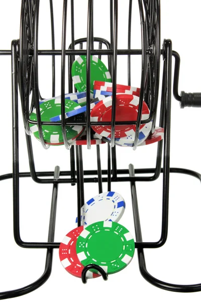 Bingo Game Cage with Poker Chips — Stock Photo, Image