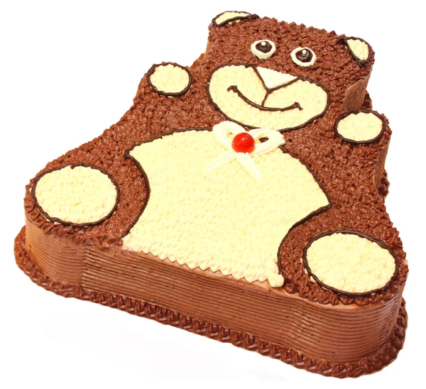 熊生日蛋糕的形状 — 图库照片