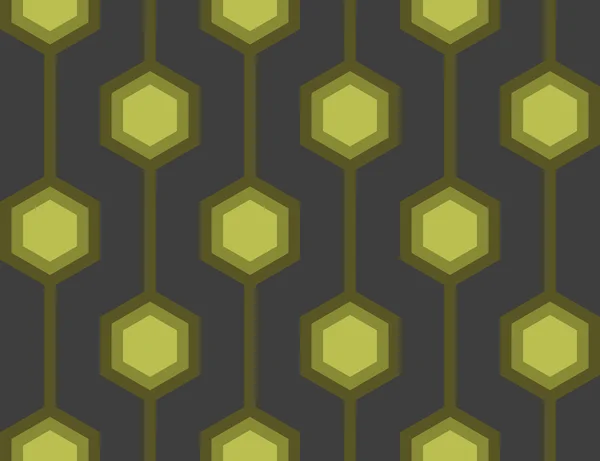 Retro Hexagons Green Seamless Tile — Stock Vector