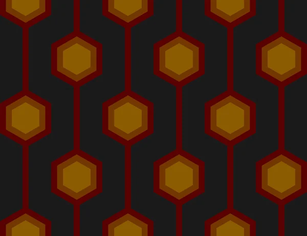 Retro Hexagons Red Seamless Tile — Stock Vector