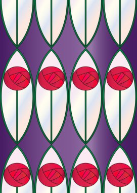 Stained Glass Roses Seamless Tile clipart