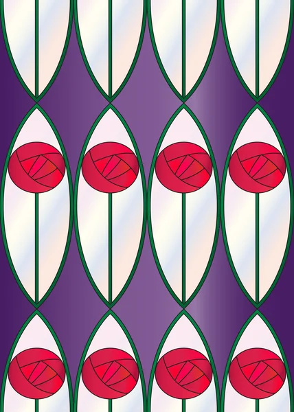 stock vector Stained Glass Roses Seamless Tile