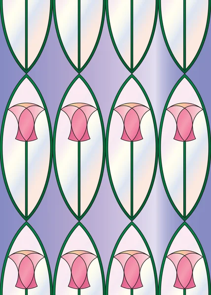 Stained Glass Tulips Seamless Tile — Stock Vector