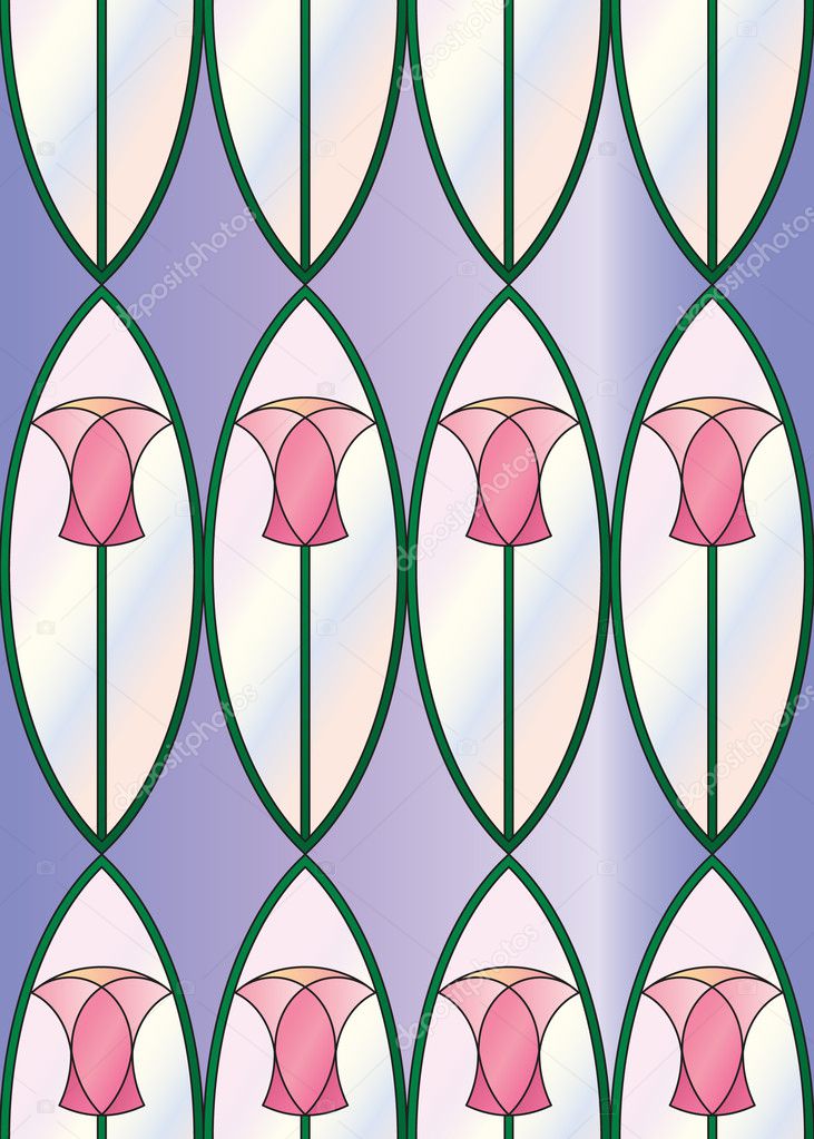 Stained Glass Tulips Seamless Tile