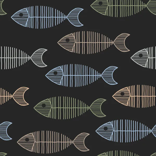 Tuile sans couture avec 50 Modèle d'os de poisson rétro — Image vectorielle