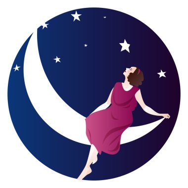 Woman on the moon clipart