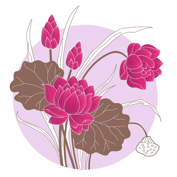Dekorativa lotusblomma — Stock vektor