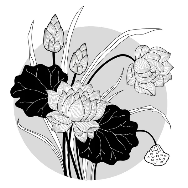 Flor decorativa de loto — Vector de stock
