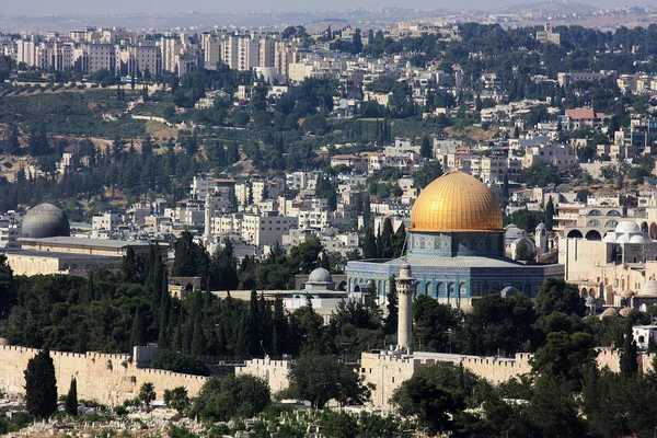 Vista da Cúpula da Rocha e da Cidade Velha Jerusalém, Israel — Fotografia de Stock