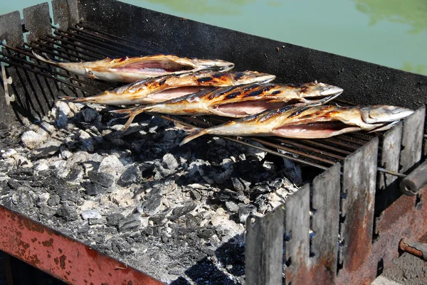 stock image Grilled fish on barbecue