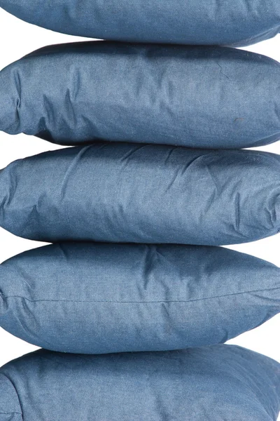 Pila di cuscini in denim blu — Foto Stock