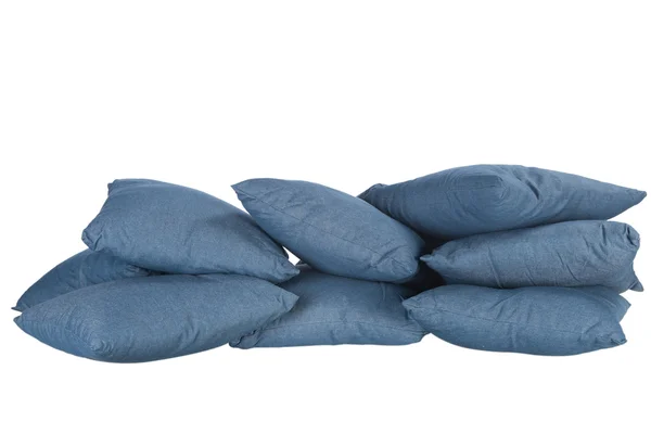 青いデニムの枕のスタック — ストック写真