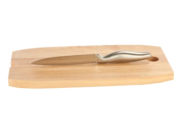 Cuchillo de mesa y tabla de cortar de madera — Foto de Stock