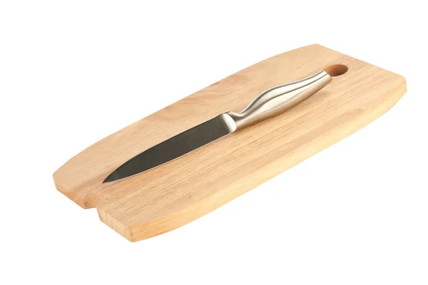 Couteau de table et planche à découper bois — Photo