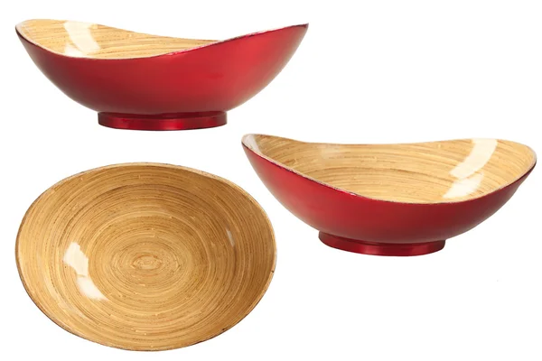 Wooden Bowl Isolated on White — Stock Photo, Image