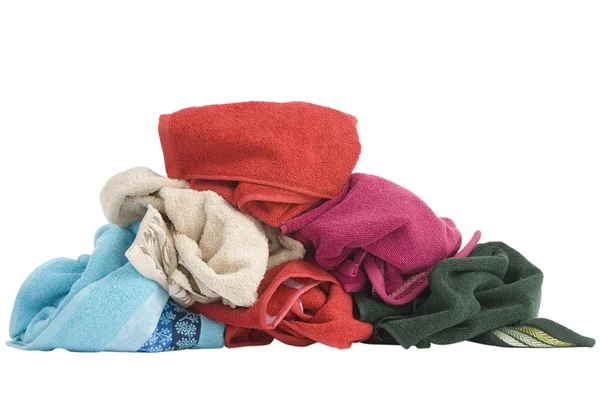 Упакованные разноцветными полотенцами — стоковое фото