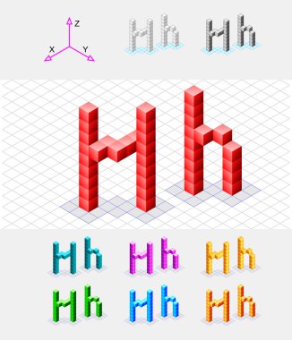 izometrik yazı tipinden cubes.letter h. vektör