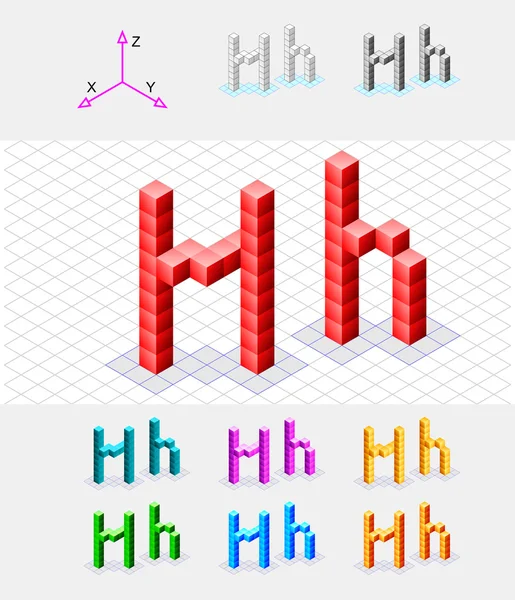 等轴测从 cubes.letter h.矢量字体 — 图库矢量图片