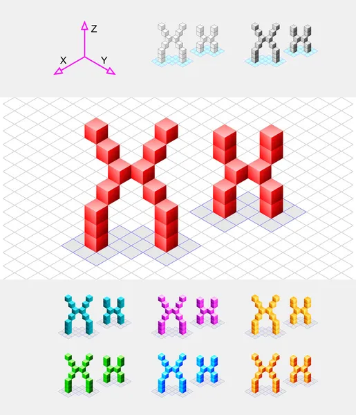 Izometrické písmo z cubes.letter x. vektor — Stockový vektor