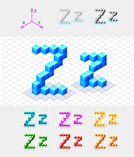 Cubes.letter z のベクトルからの等尺性のフォント — ストックベクタ