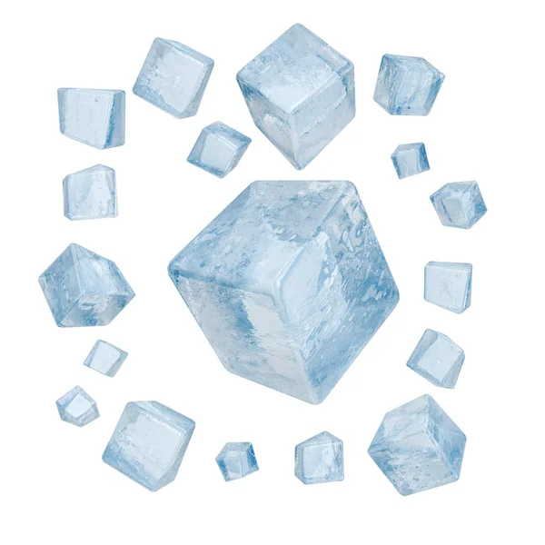 Cubos de gelo isolados sobre branco — Fotografia de Stock