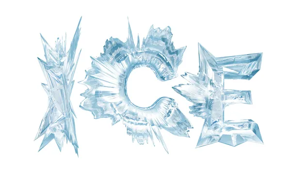Ice. Ice crystal letters — Stock Photo, Image