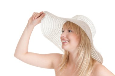 Güneş şapkası olan kadın