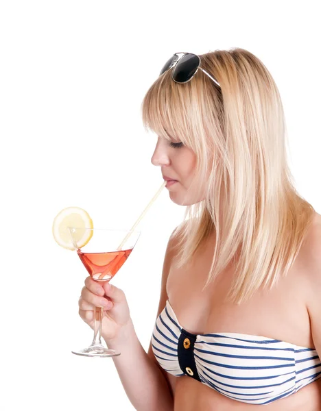 Young woman with cocktail — Stock Photo, Image