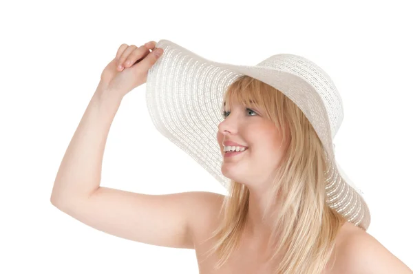 Mulher com chapéu de sol — Fotografia de Stock