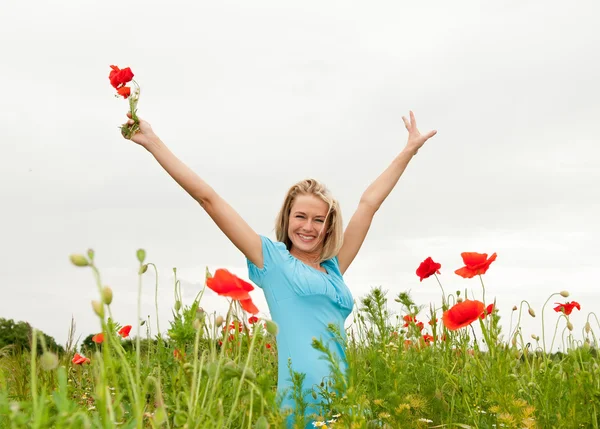 Young woman cheering — Stock Photo, Image
