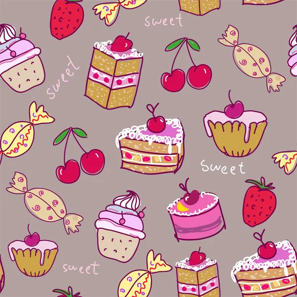 Seamless pattern with sweets. — Stock Vector