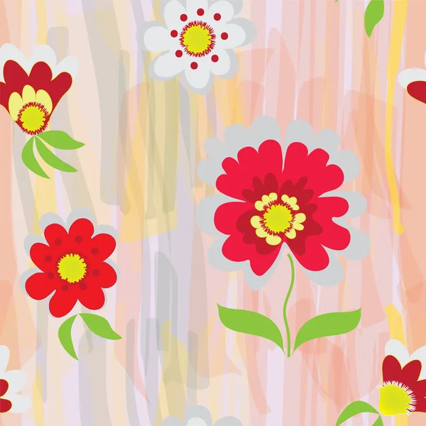 Vektor abstrakta sömlösa blommönster på grunge randig akvarell bakgrunden — Stock vektor