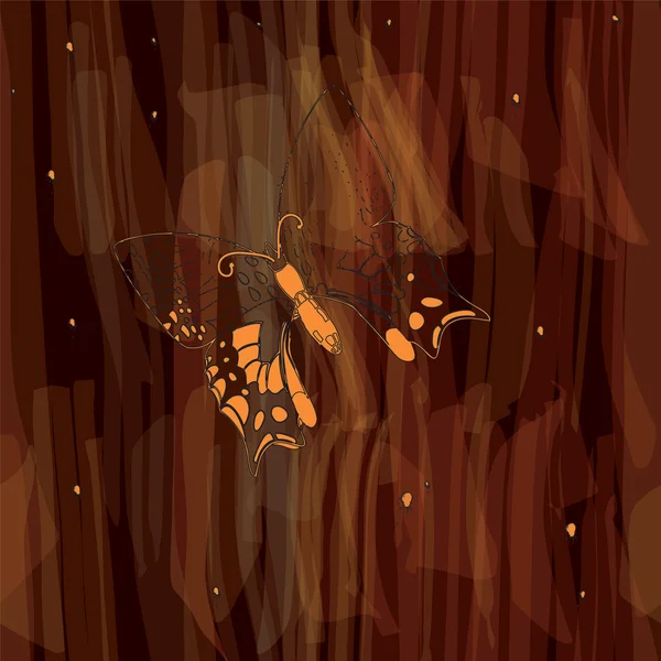 Vector naadloze grunge patroon met vlinder op donkere gestreepte aquarel achtergrond — Stockvector