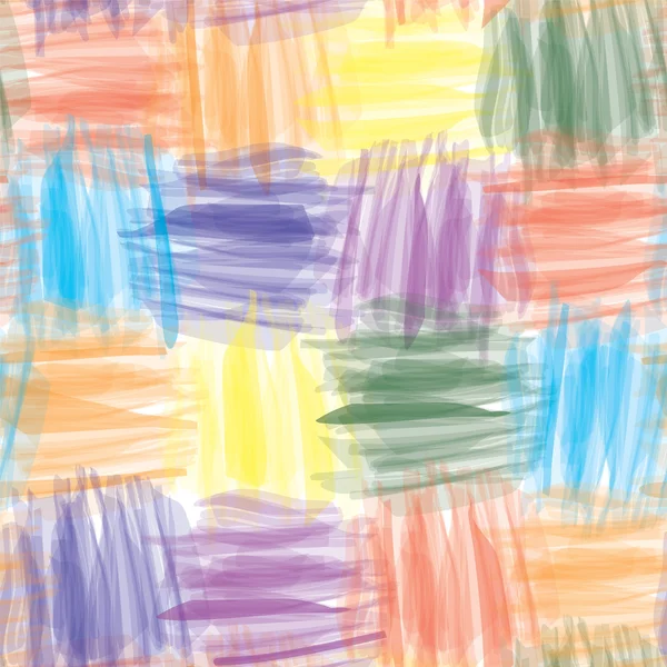 Konst vektor grunge quilt akvarell sömlös bakgrund med rainbow ränder — Stock vektor