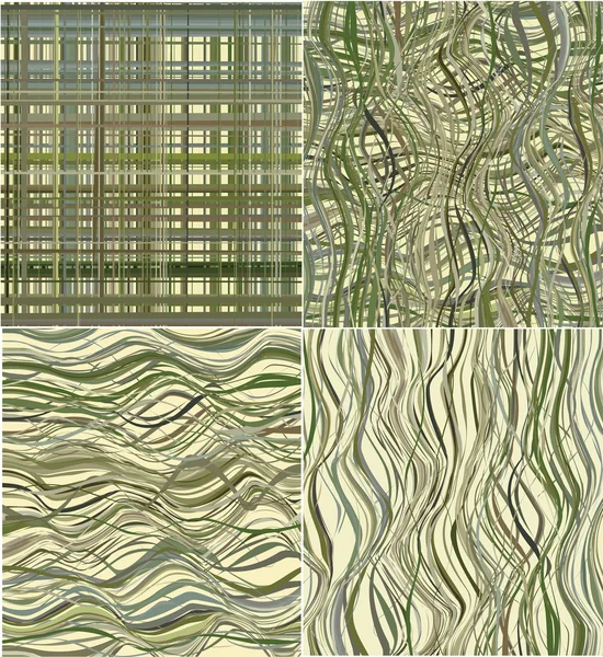 Uppsättning av randiga och vågig bakgrund i grön och grå färger — Stock vektor