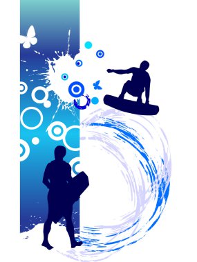 Surfer on summer background clipart