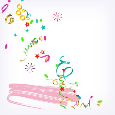 Celebratory background with streamers and confetti clipart