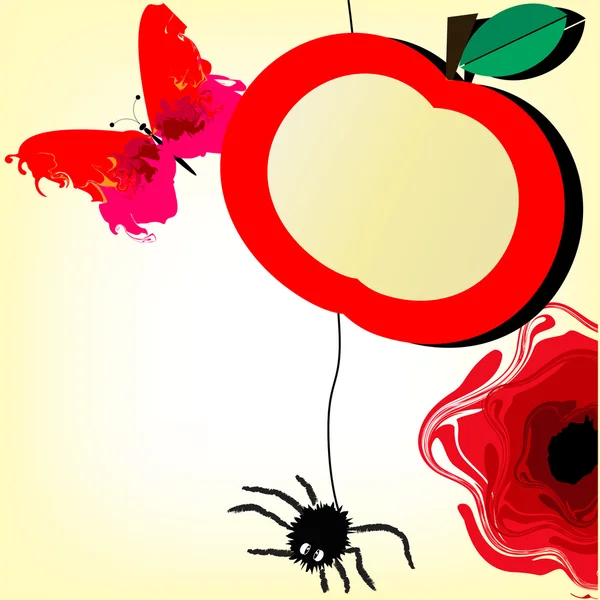 Vecteur drôle bannière de fruits pomme — Image vectorielle