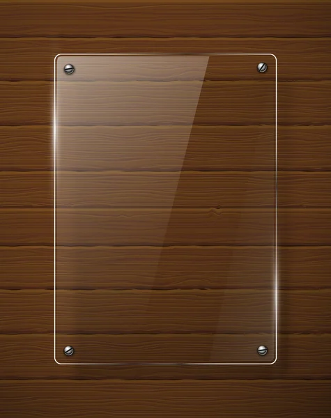 Textura de madera con marco de vidrio . — Vector de stock