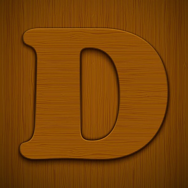Wooden alphabet. Letter "D" Vector — Stock Vector