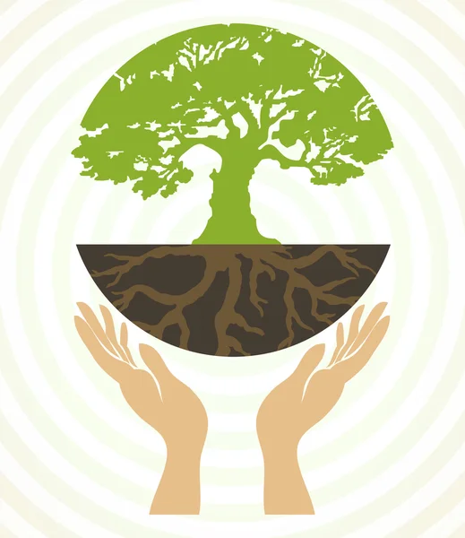 Tree icons with hands. Vector — Stock Illustration Tree icons with hands. Vector Stock Vector