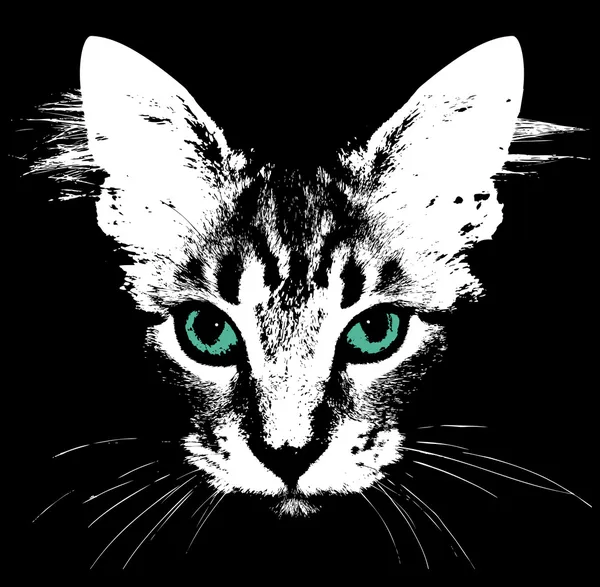 Head of a cat with green eyes. Vector Royalty Free Stock Vectors