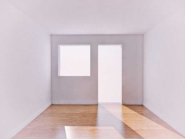 White Room Interior with parquet floor (3D)