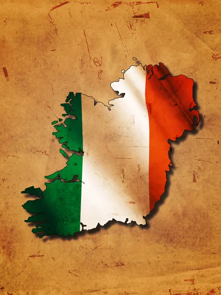 爱尔兰国旗和地图 — 图库照片