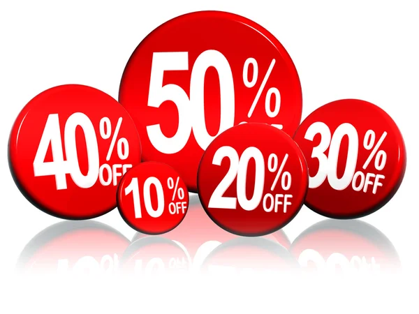 stock image Different percentages in red circles