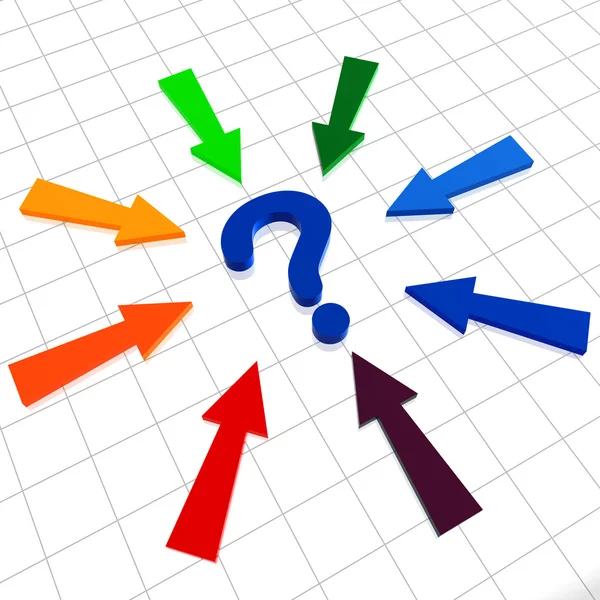 Question sign and arrows — Stock Photo, Image
